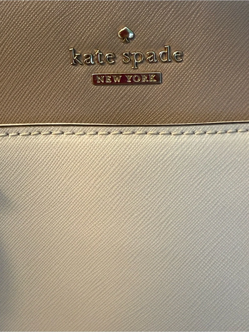 kate spade two-tone pebbled leather tote in blush and taupe